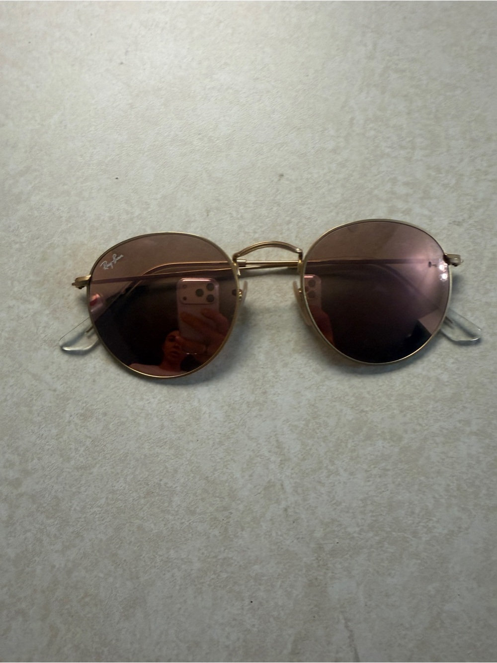 Ray-Ban Women's Round Rose Lens Gold Frame Sunglasses